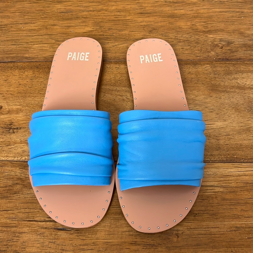 NWOT Paige Blue Emilia Casual Slide Flat Sandals Size 6.5